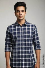 Full Sleeve Navy Check Shirt