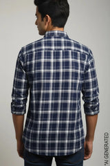 Full Sleeve Navy Check Shirt