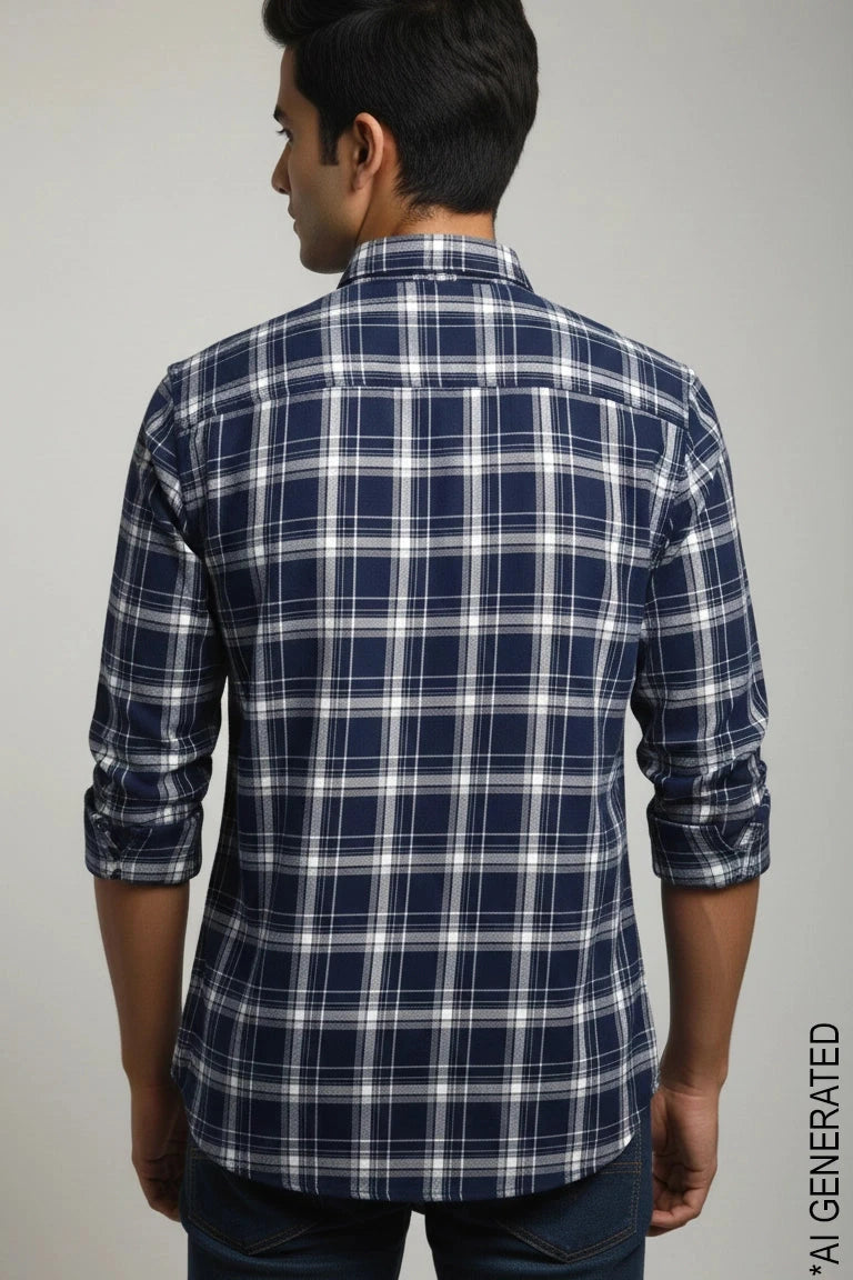 Full Sleeve Navy Check Shirt