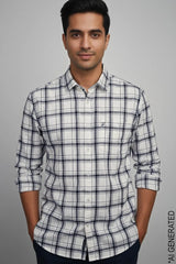 Full Sleeve Off White Check Shirt