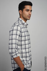 Full Sleeve Off White Check Shirt