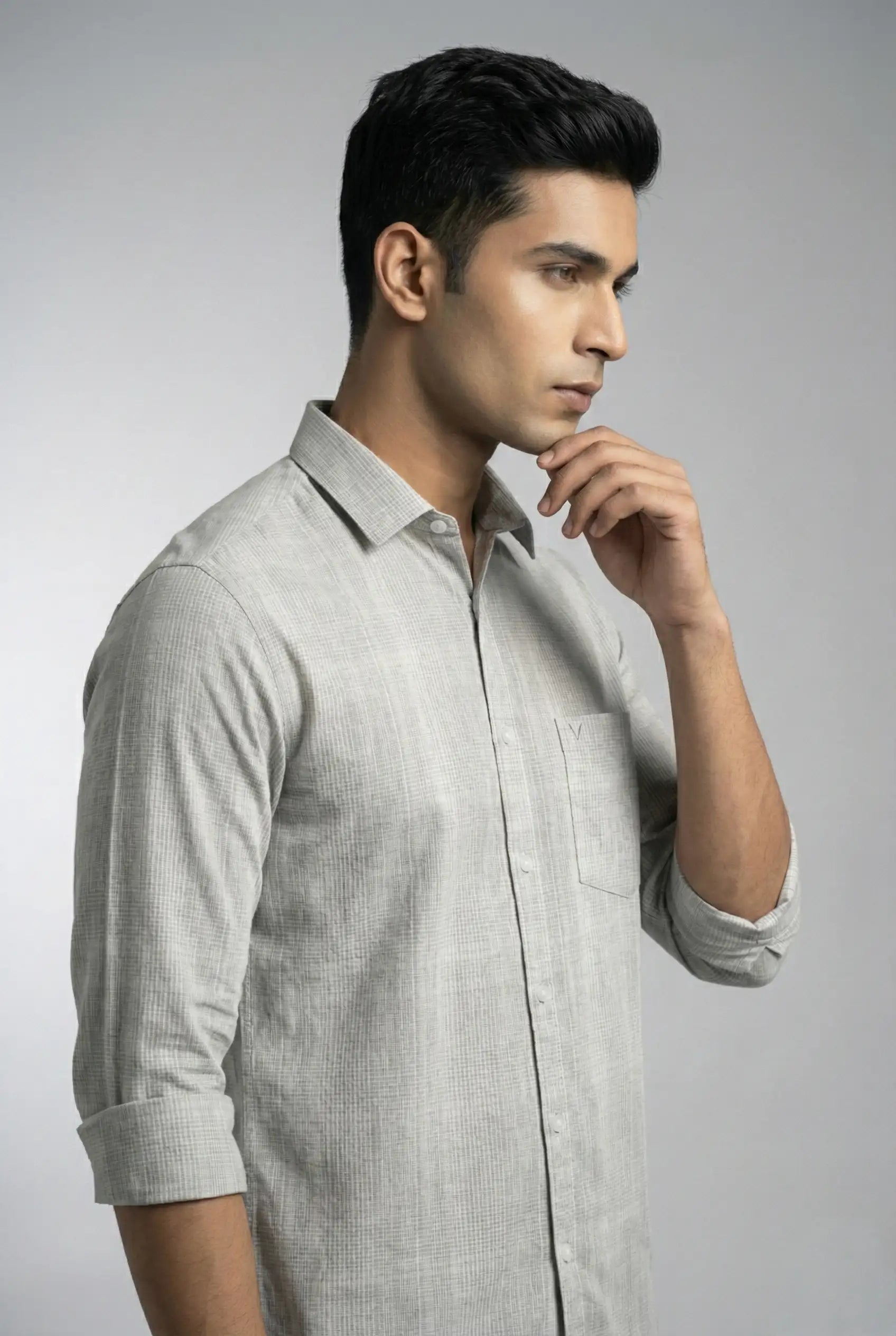 Grey & White Checked Shirt