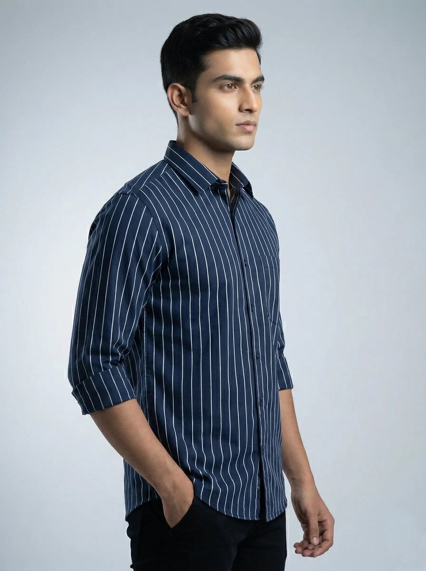 Navy Pinstriped Shirt
