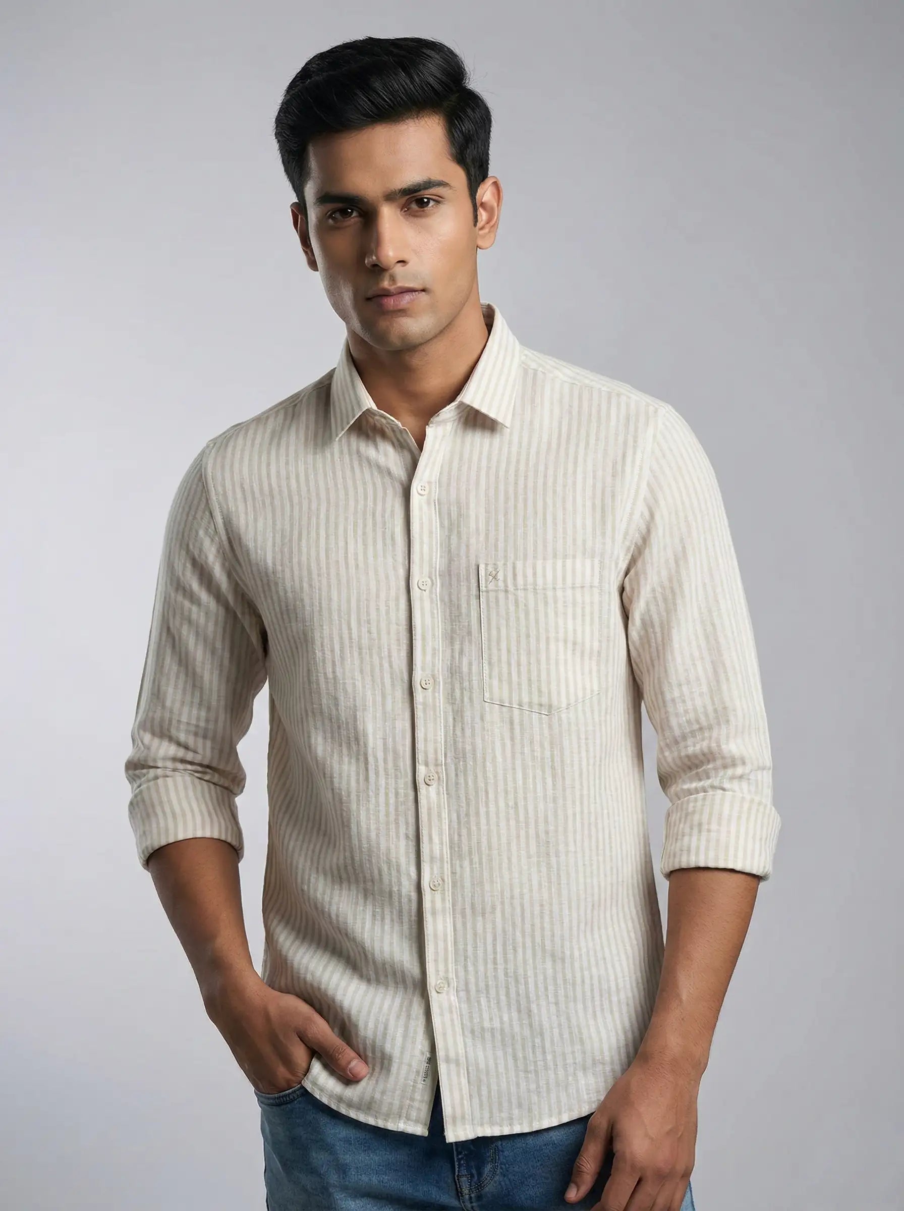 Yellow & White Striped Shirt