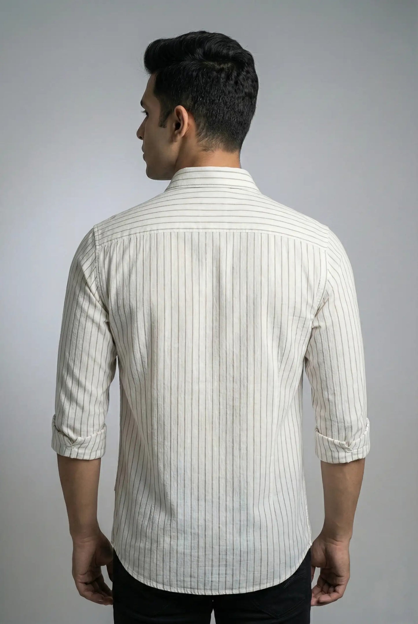Classic White Brown Striped Shirt
