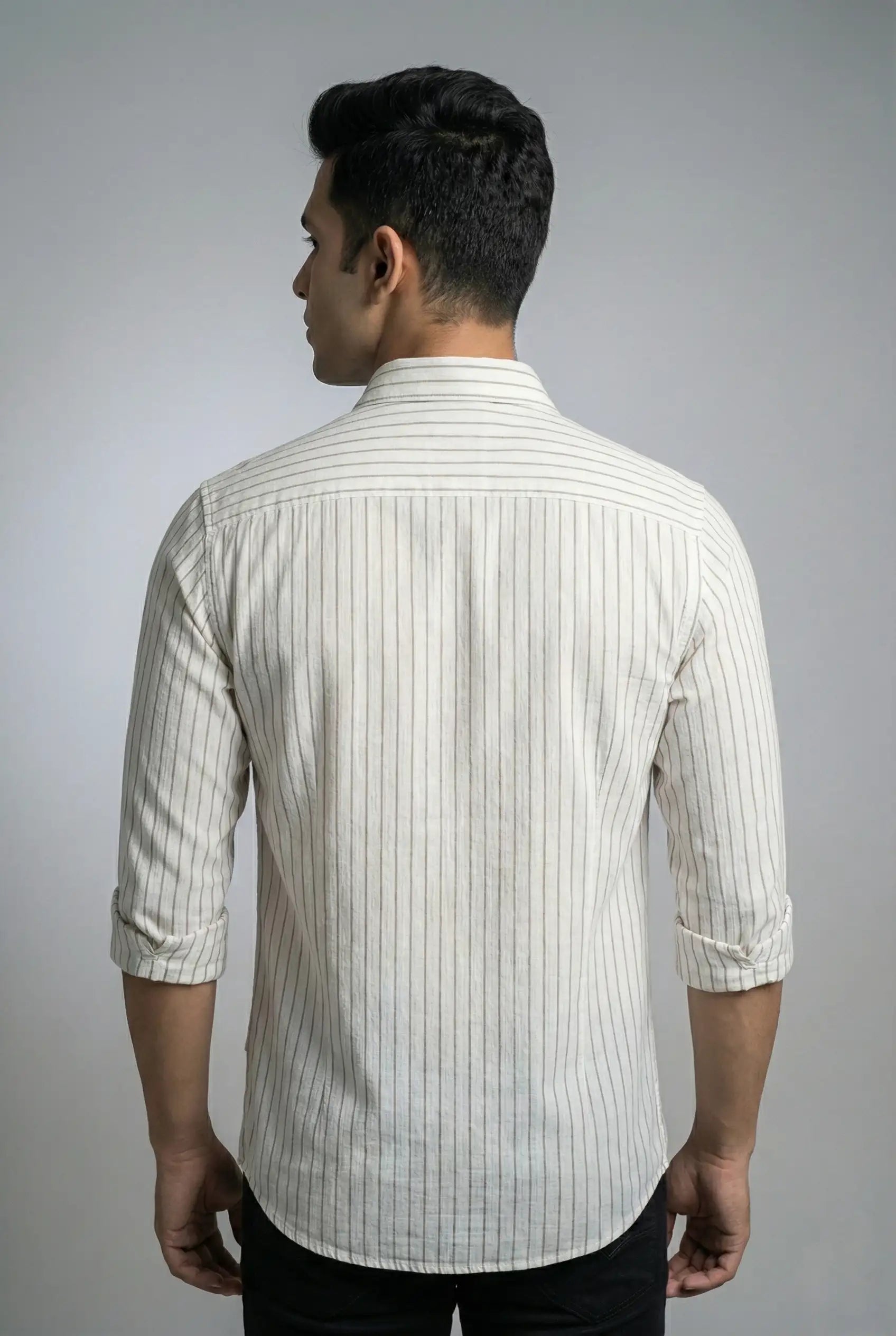 Classic White Brown Striped Shirt