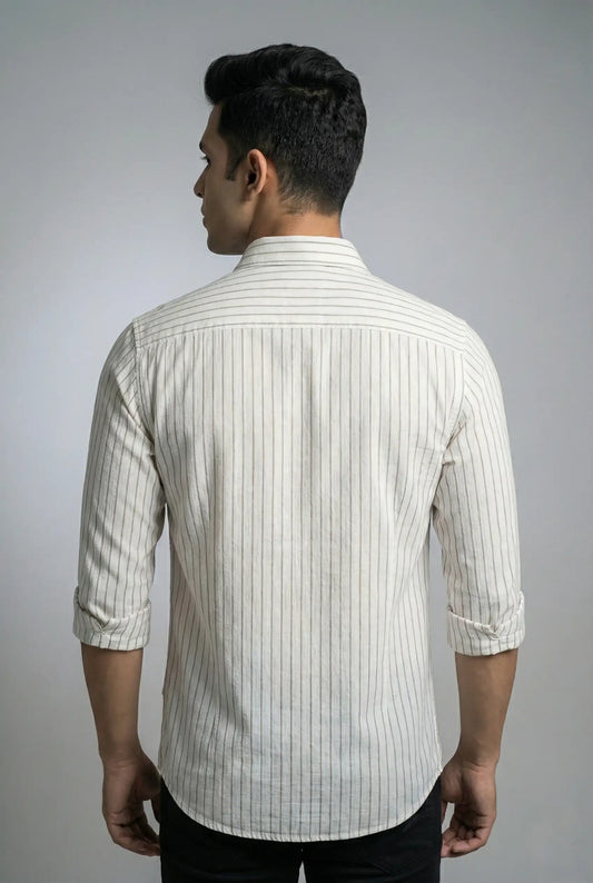 Classic White Brown Striped Shirt