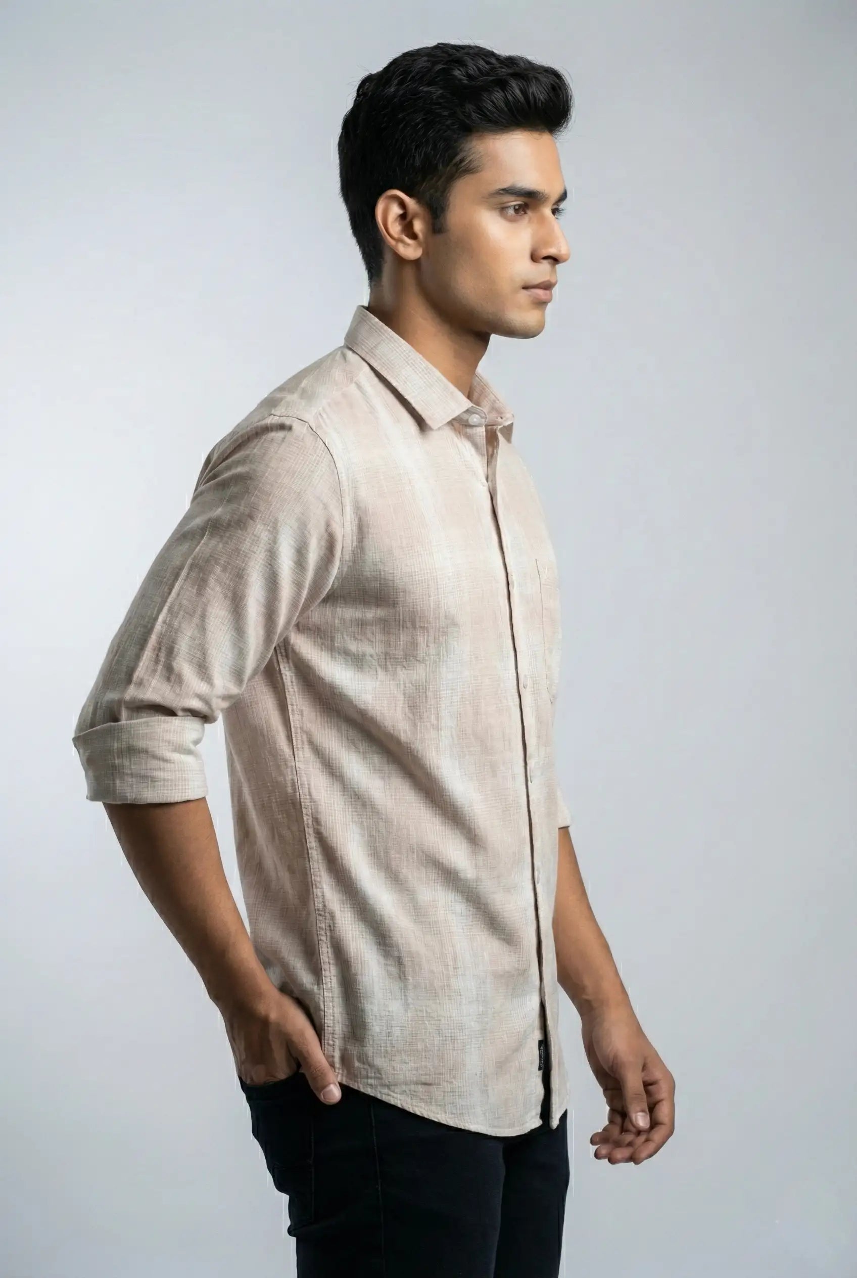 Peach & White Checked Shirt