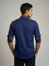 Blue & Green Colorblocked Shirt