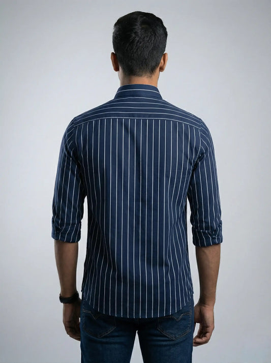 Navy Pinstriped Shirt