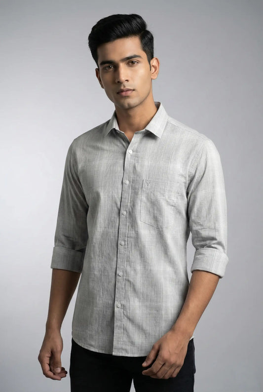 Grey & White Checked Shirt