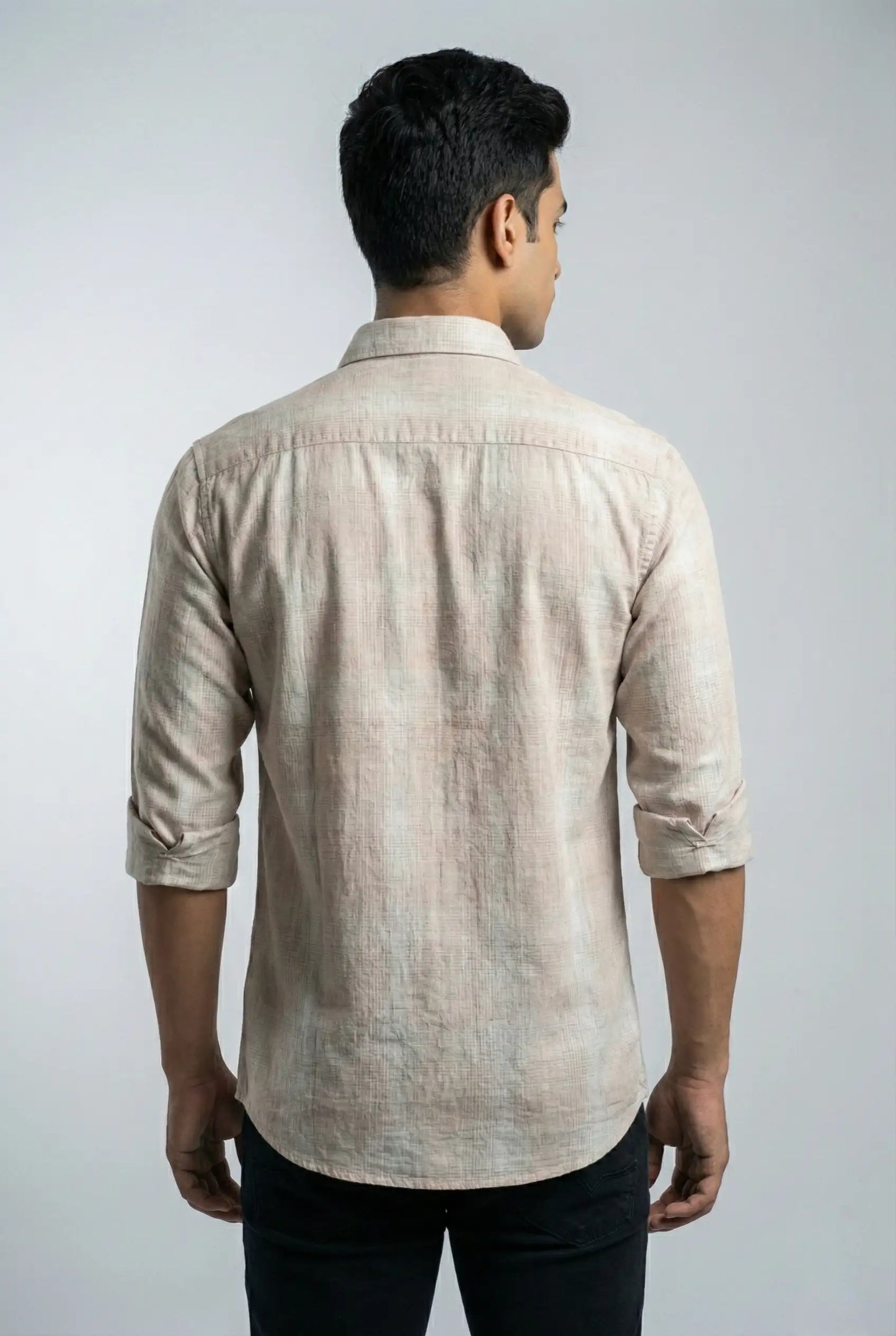 Peach & White Checked Shirt