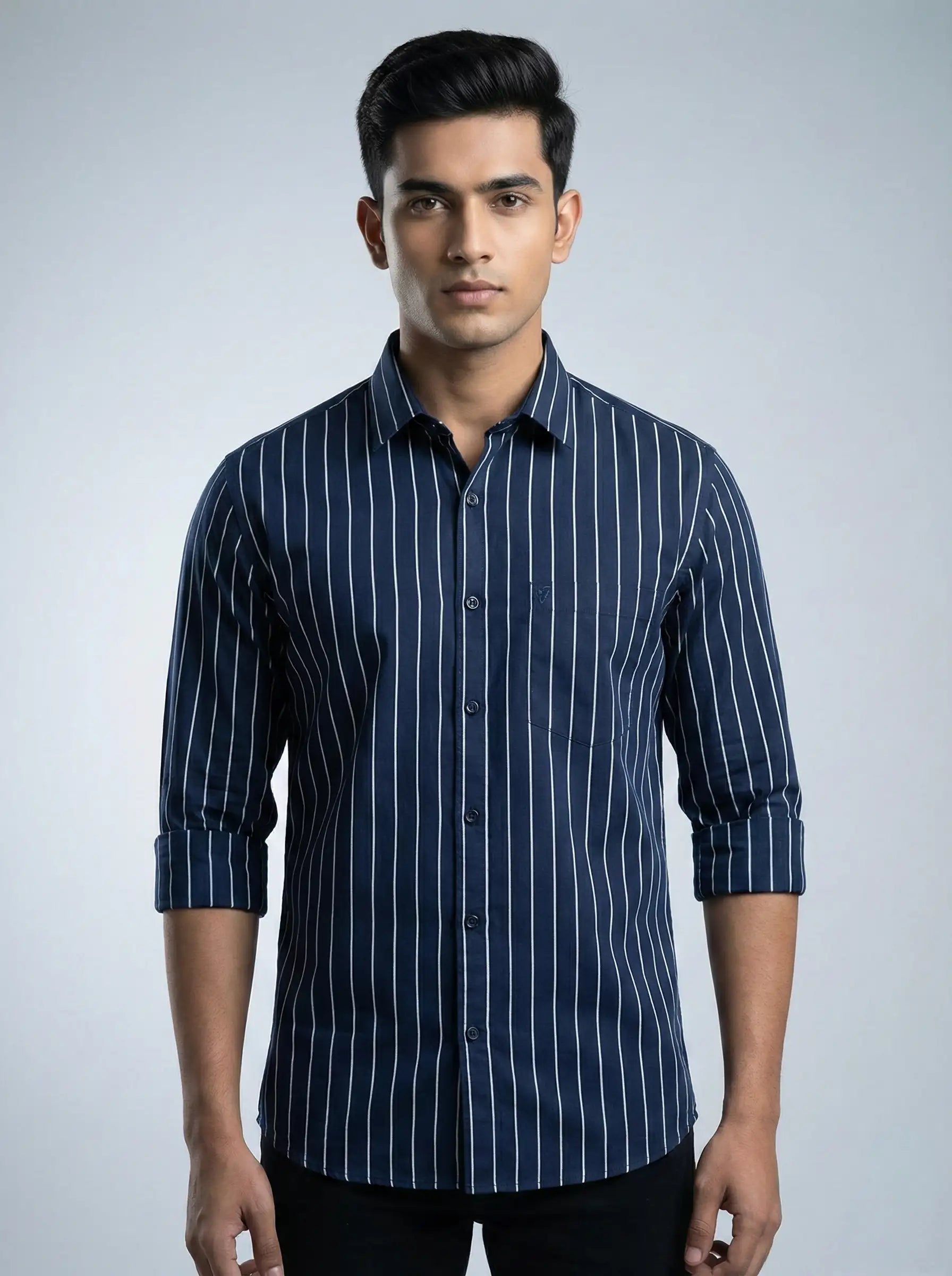 Navy Pinstriped Shirt