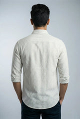 Classic White Green Striped Shirt