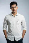 Classic White Green Striped Shirt