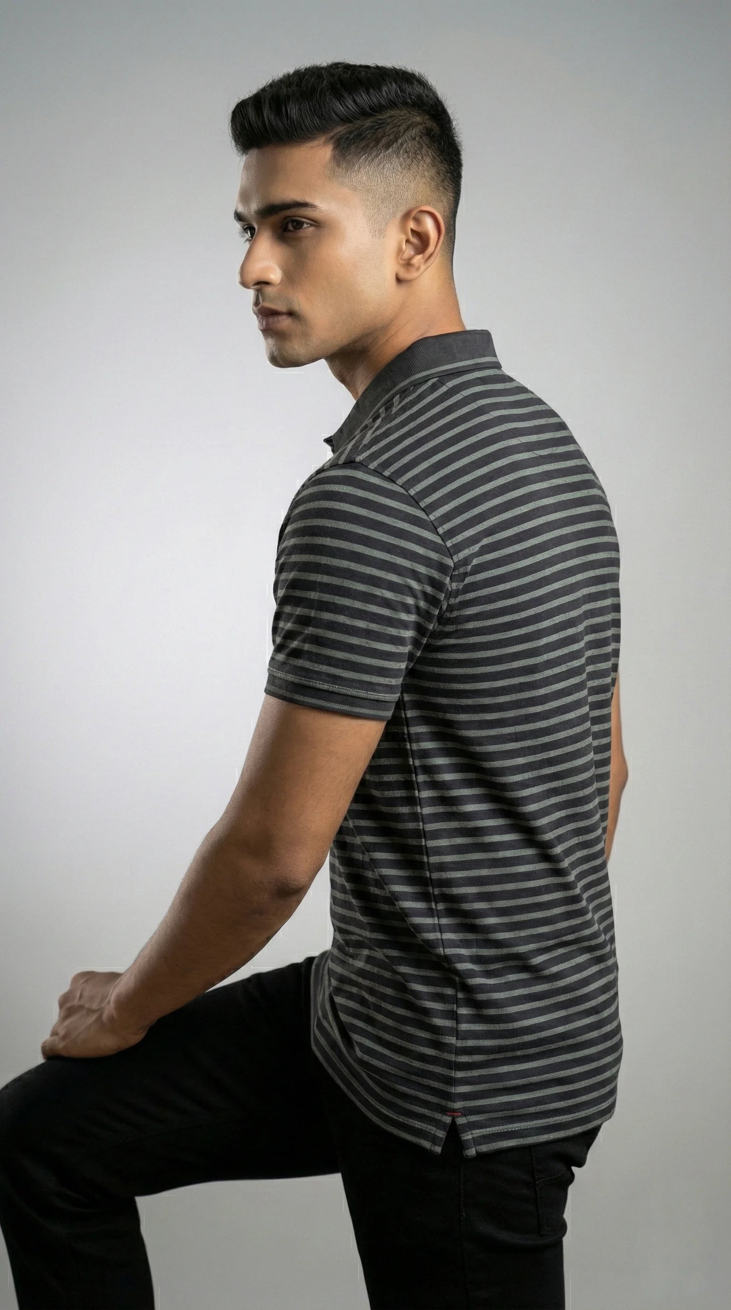 Black Striped Polo T-Shirt