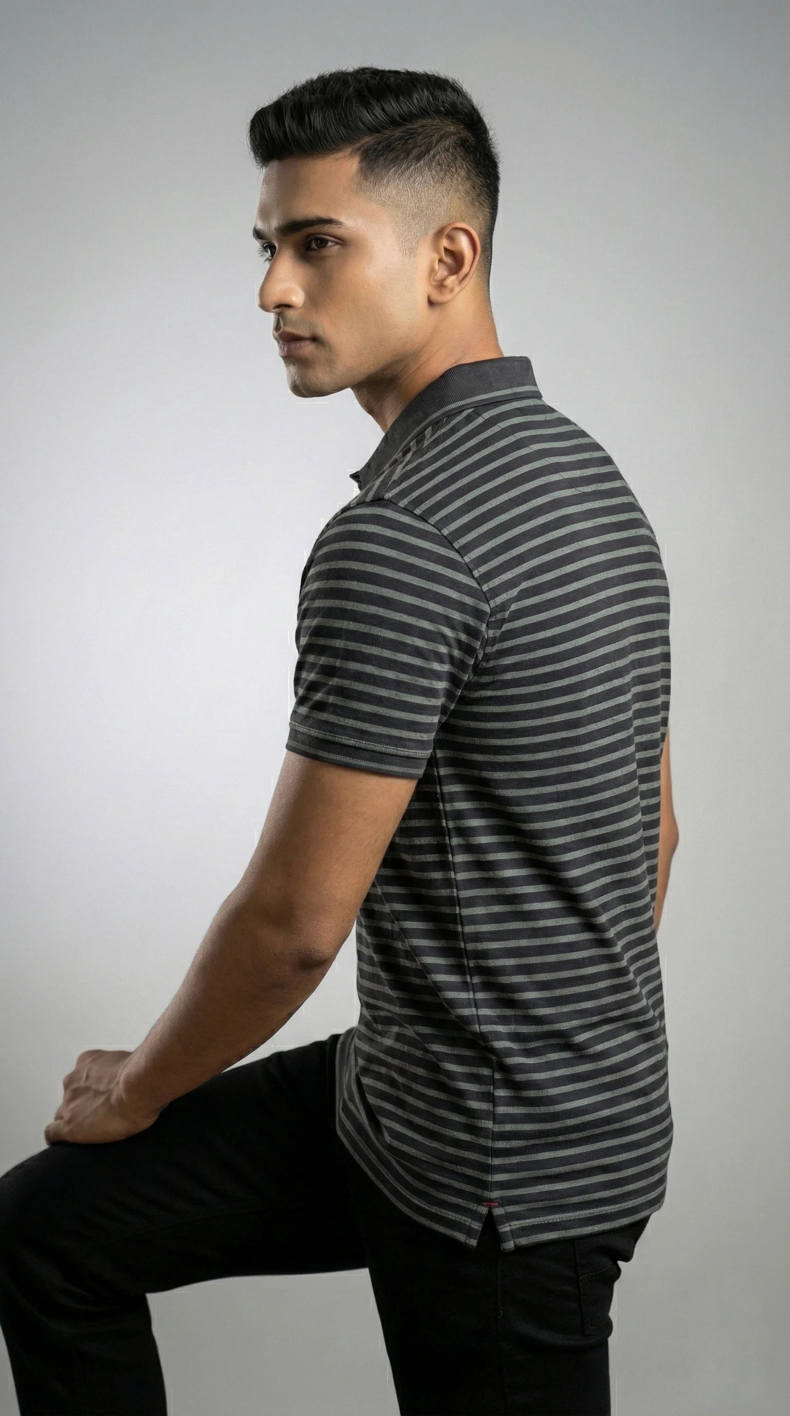 Black Striped Polo T-Shirt