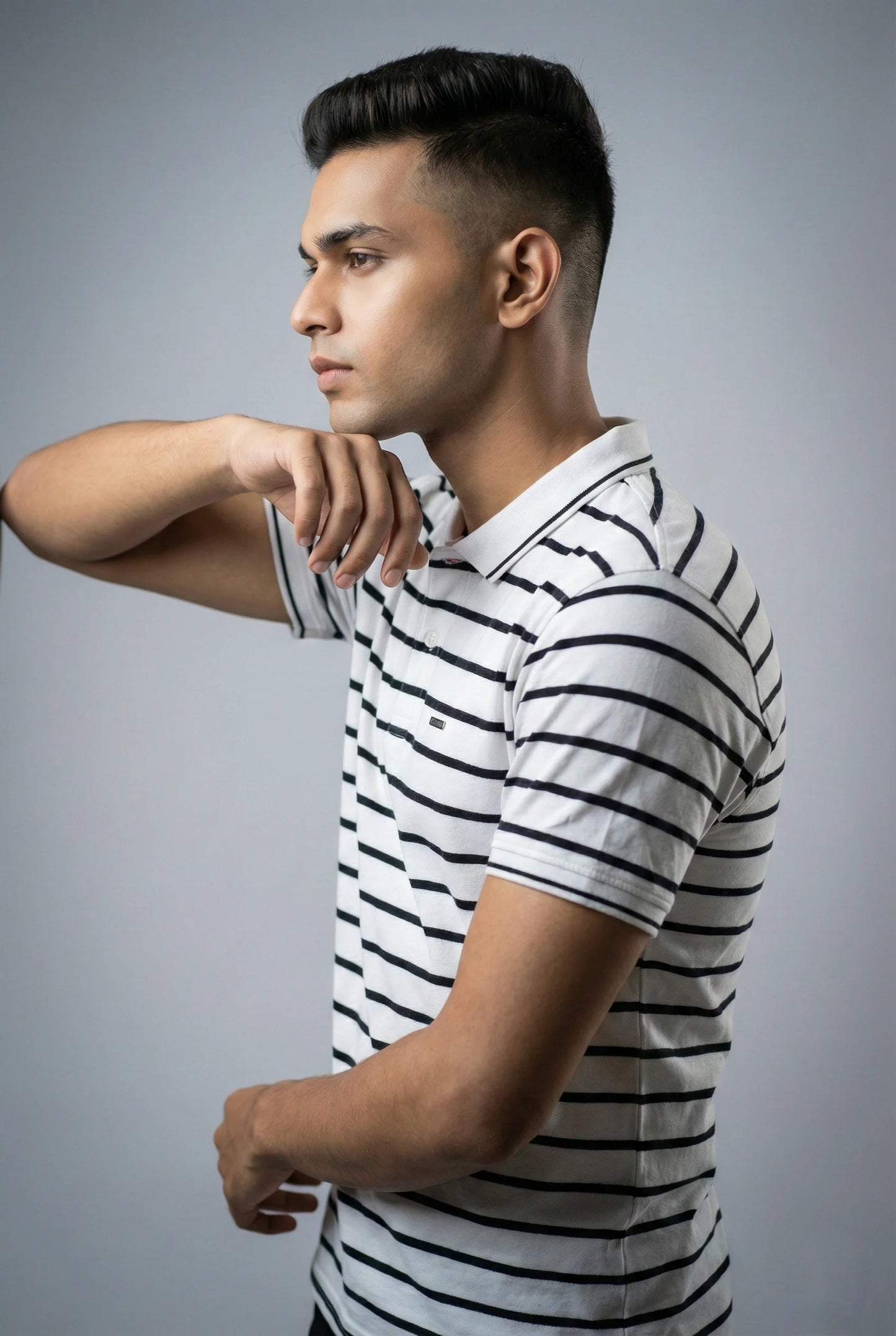 White Striped Polo T-Shirt