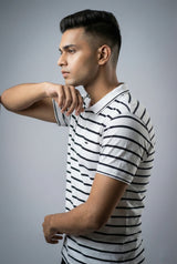 White Striped Polo T-Shirt