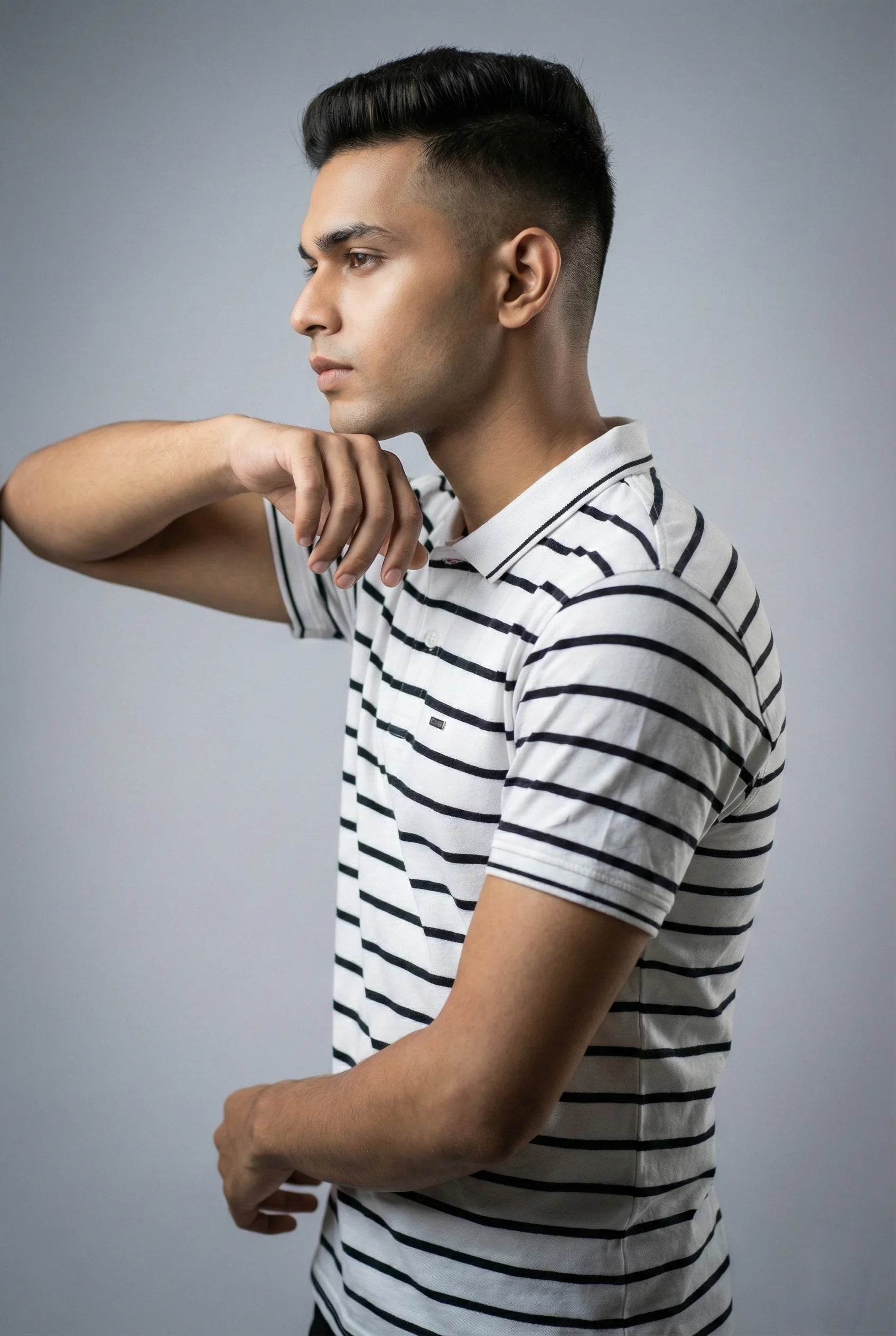 White Striped Polo T-Shirt