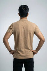 Beige Textured Polo T-Shirt