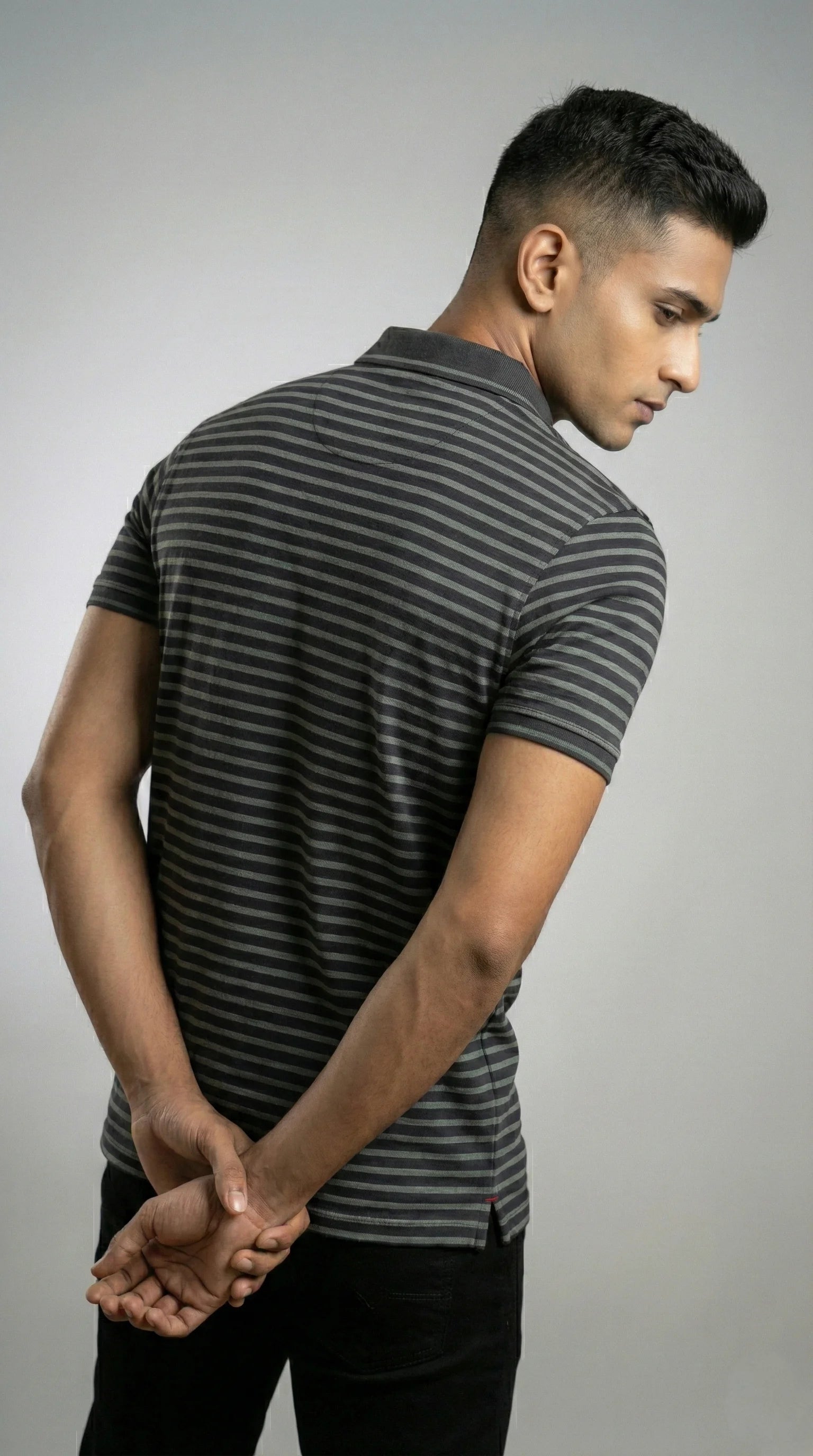 Black Striped Polo T-Shirt