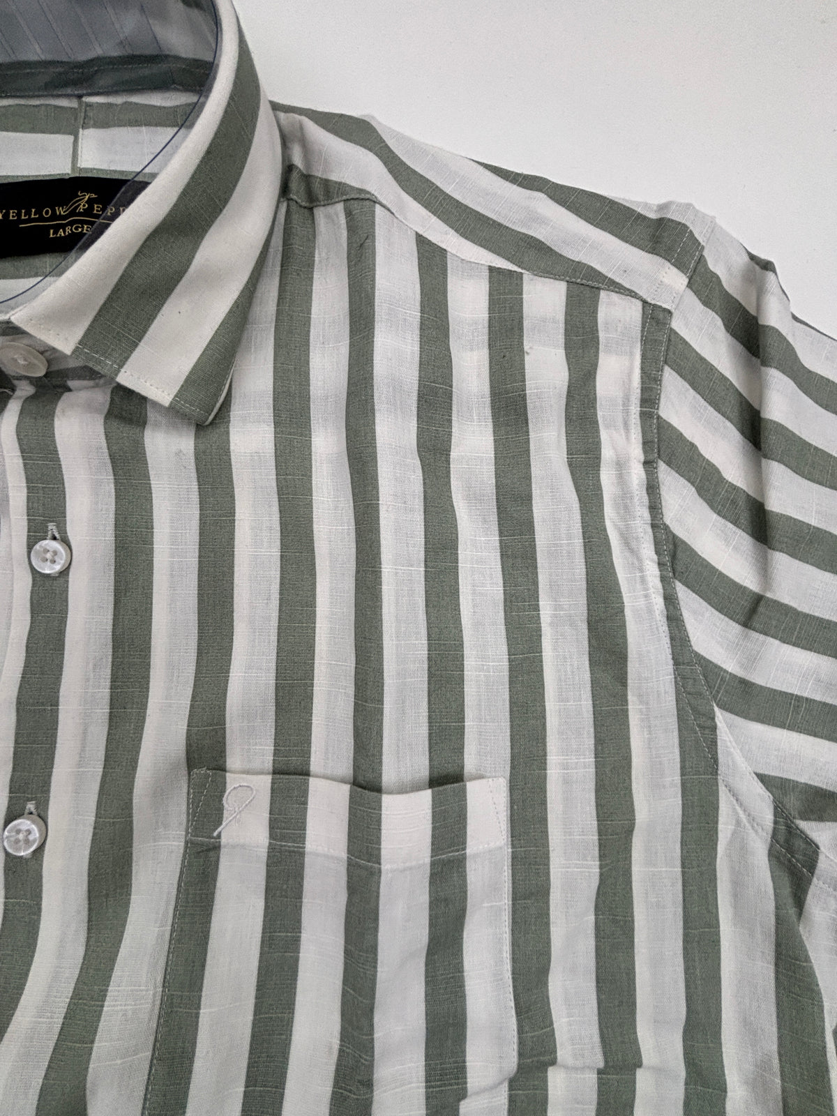 Men’s Green & White Striped Shirt