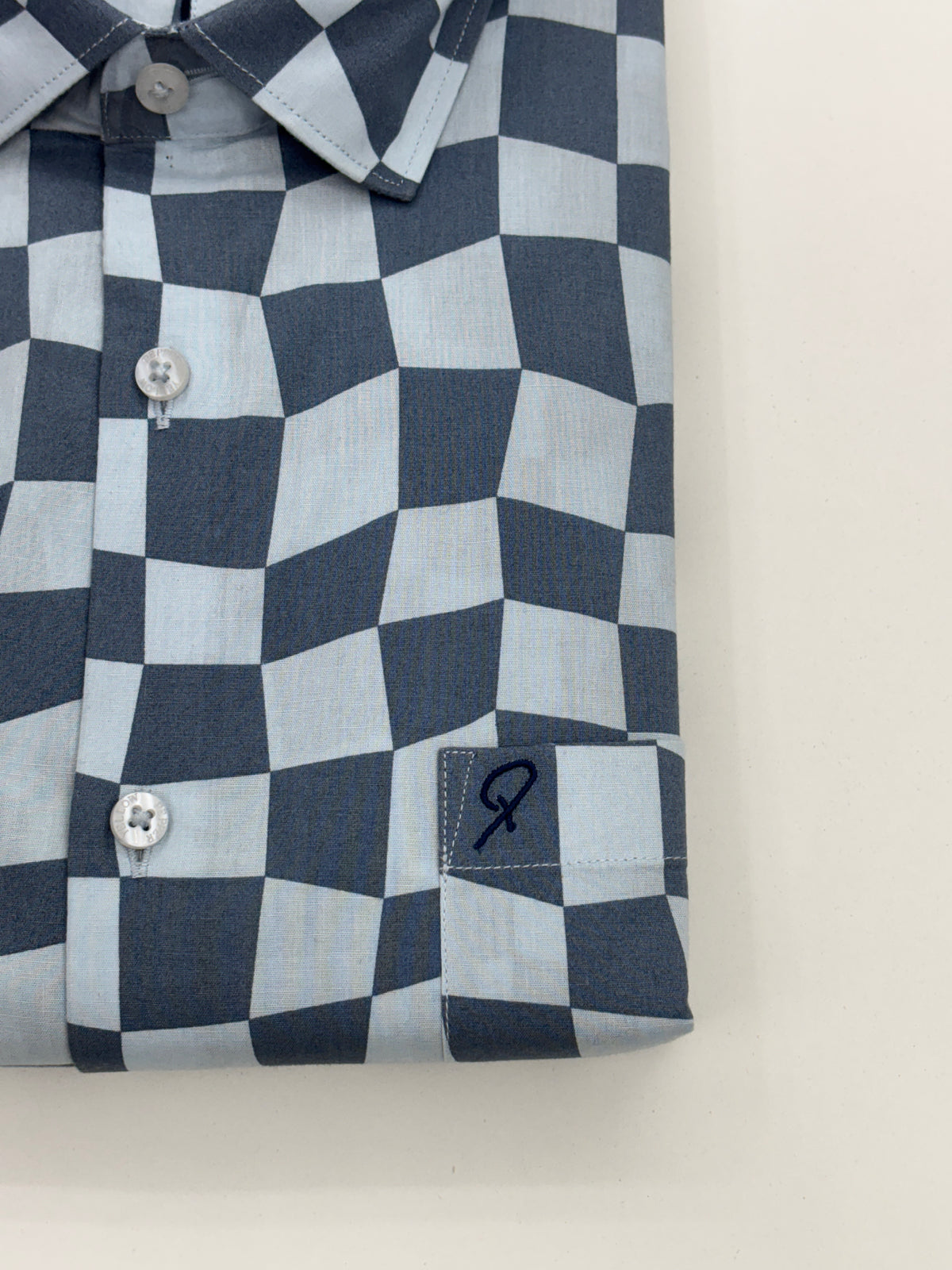 Men’s Grey and Light Blue Print Shirt