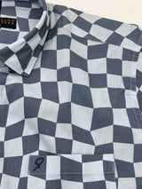 Men’s Grey and Light Blue Print Shirt