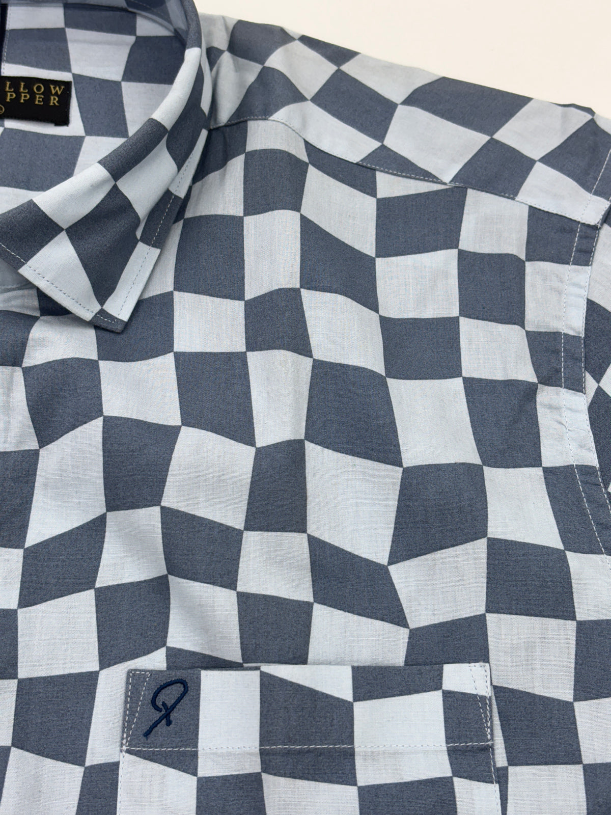 Men’s Grey and Light Blue Print Shirt