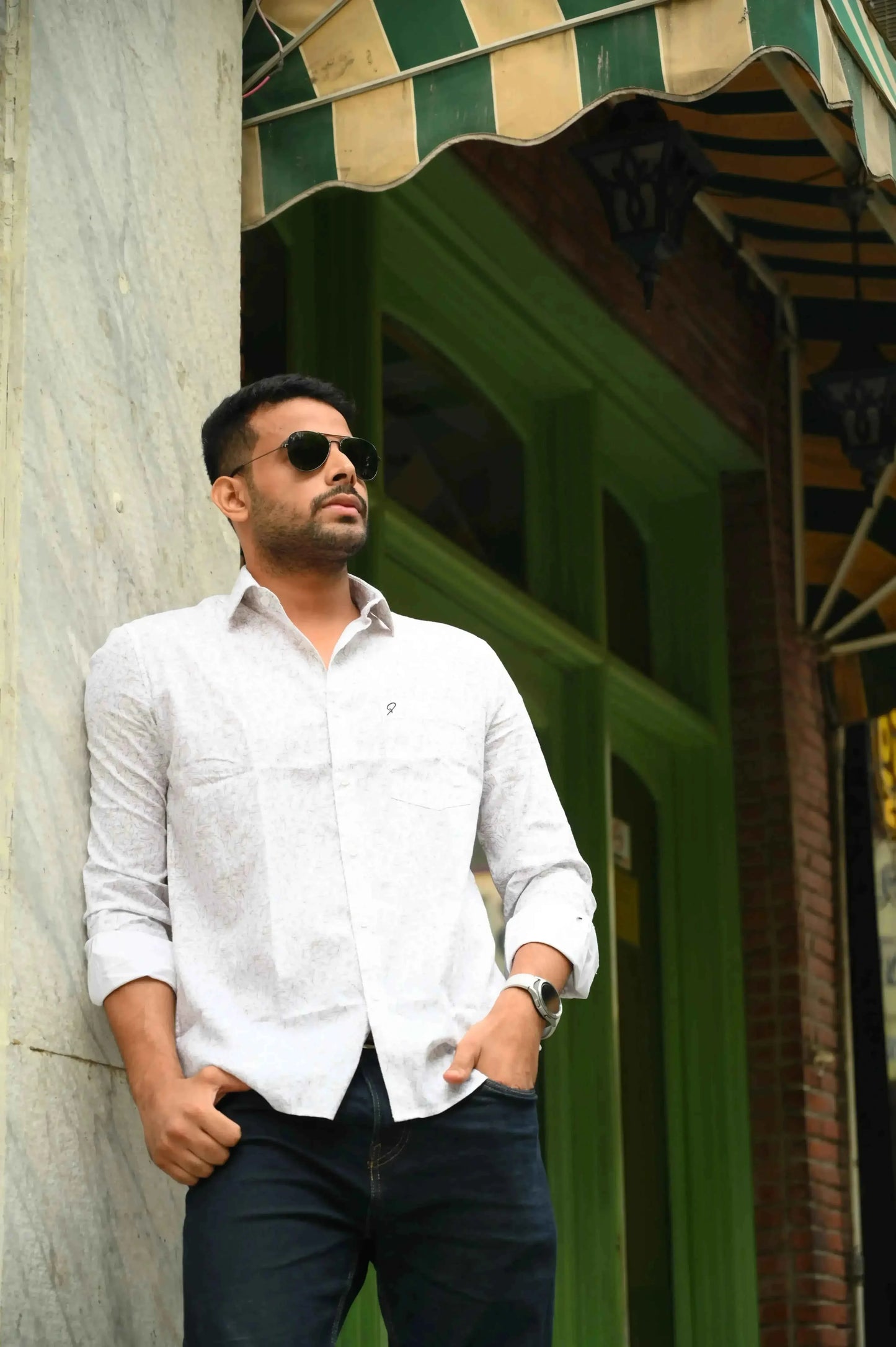 White Brown Floral Shirt