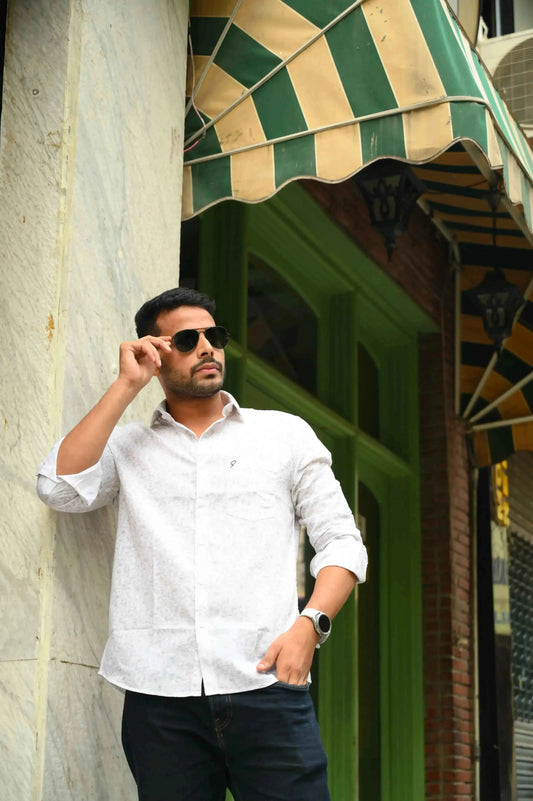 White Brown Floral Shirt
