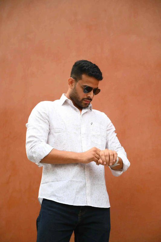 White Brown Floral Shirt