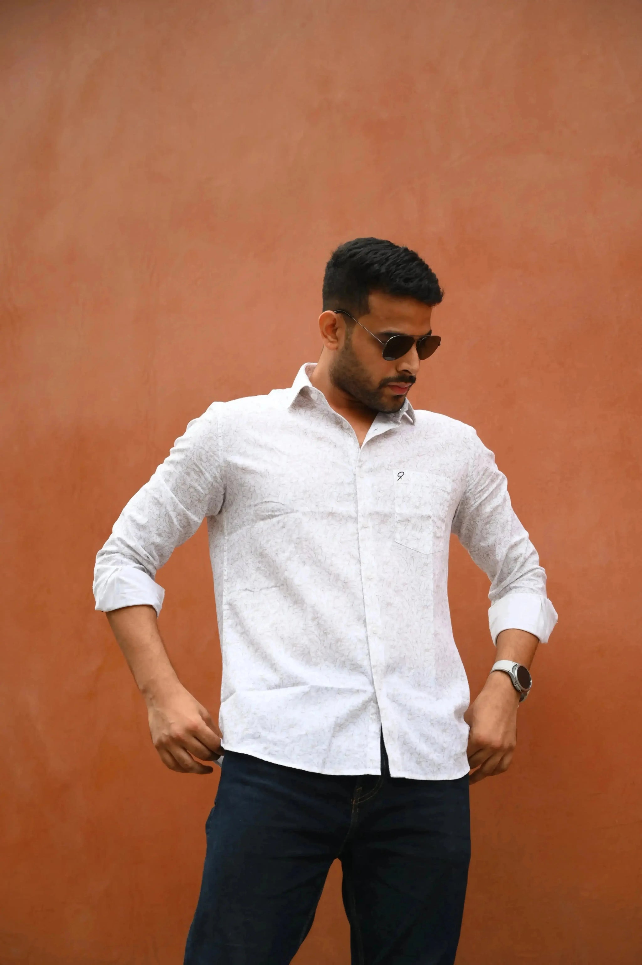 White Brown Floral Shirt