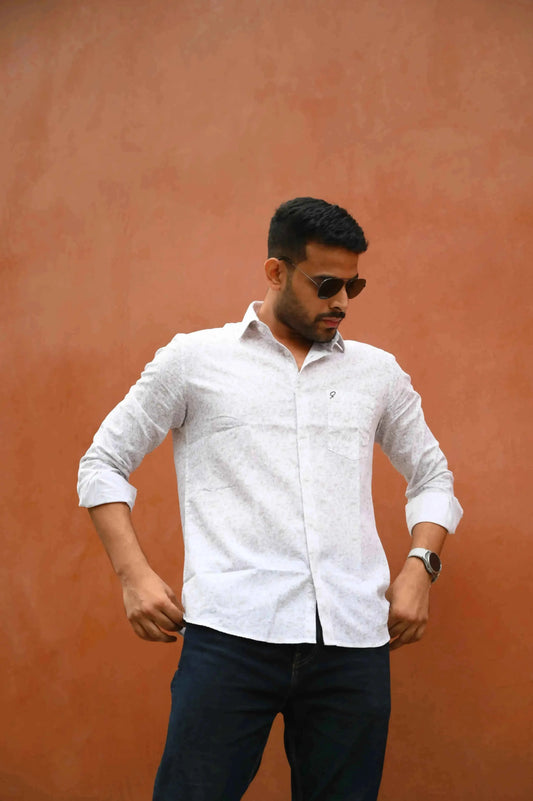 White Brown Floral Shirt