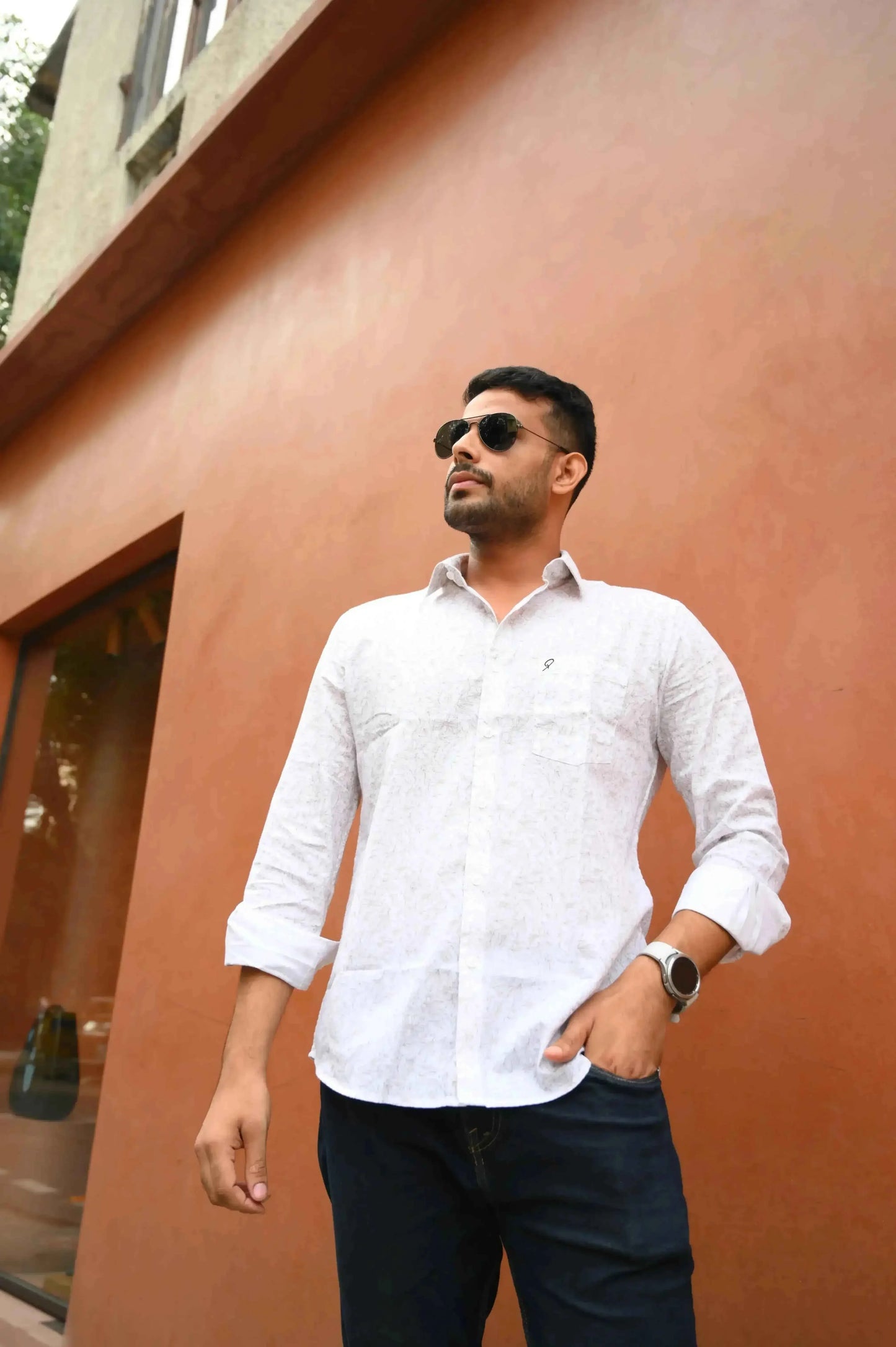 White Brown Floral Shirt