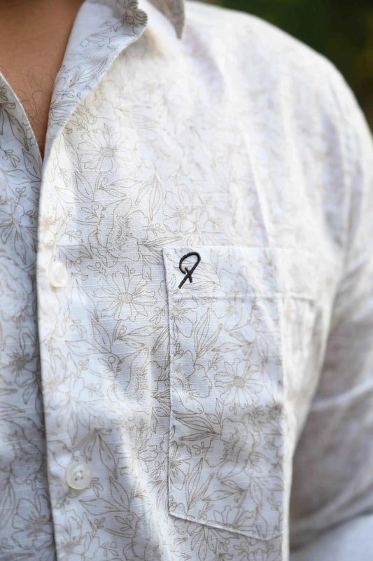 White Brown Floral Shirt