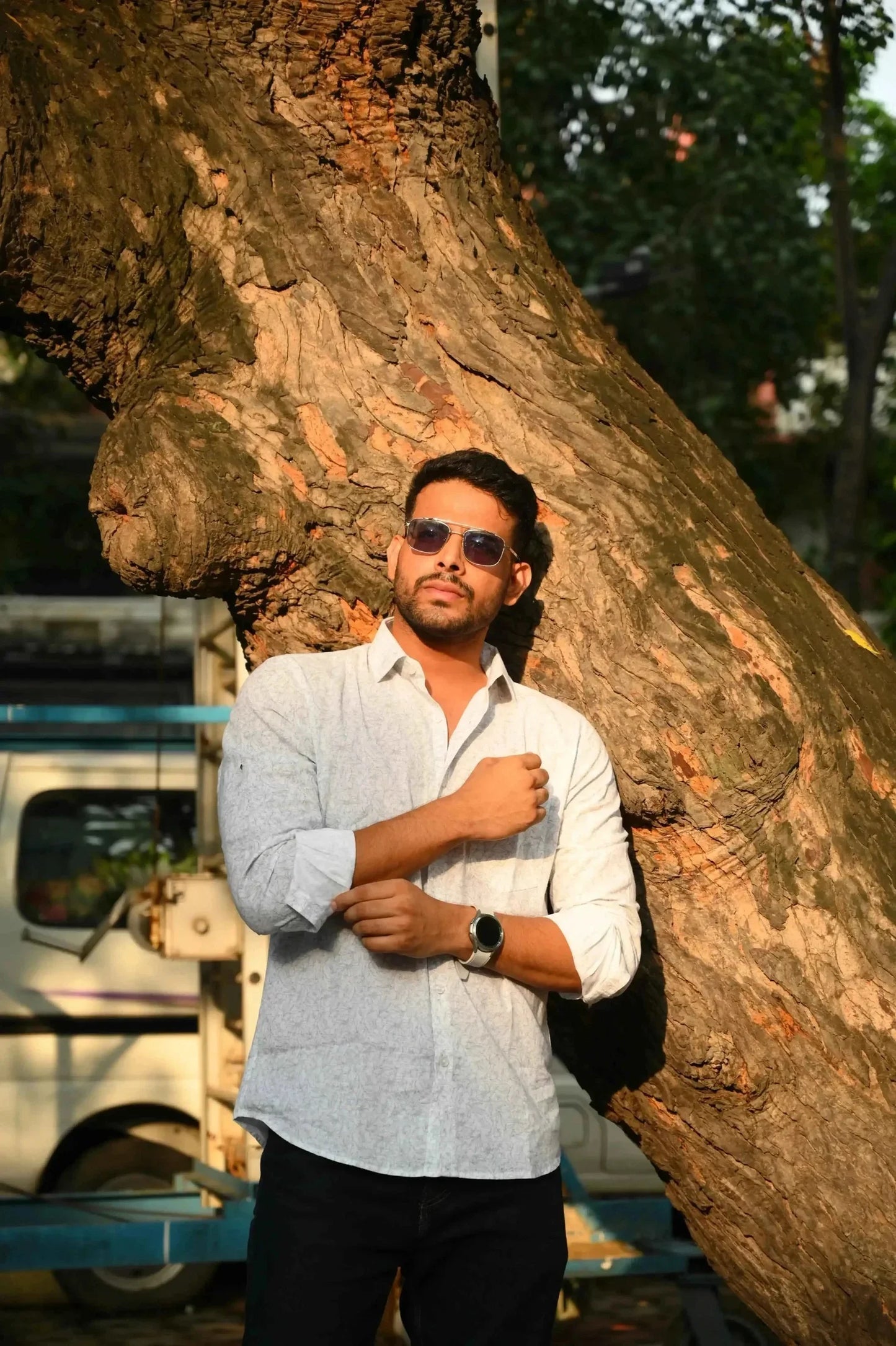 White Green Floral Shirt
