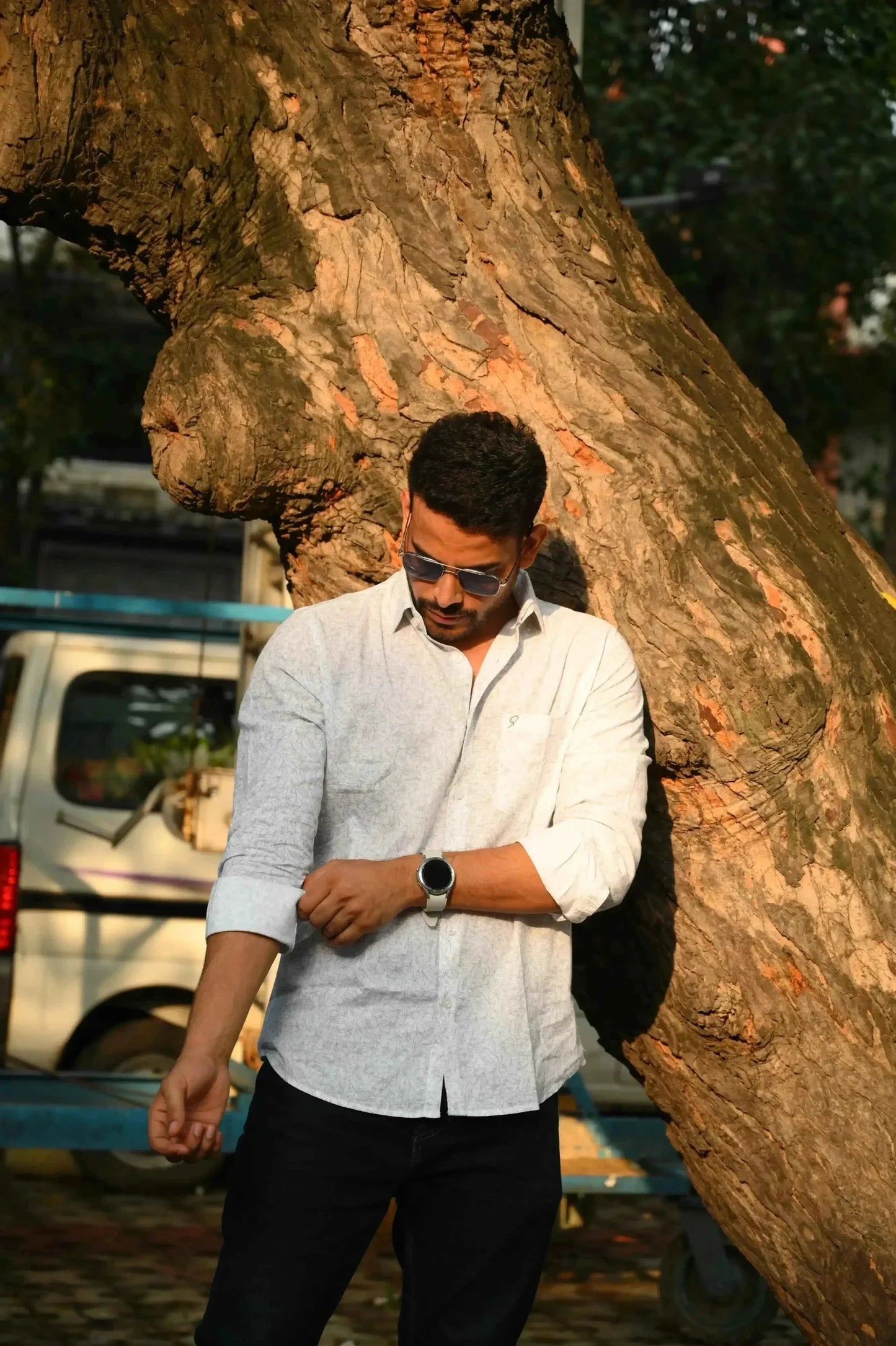 White Green Floral Shirt