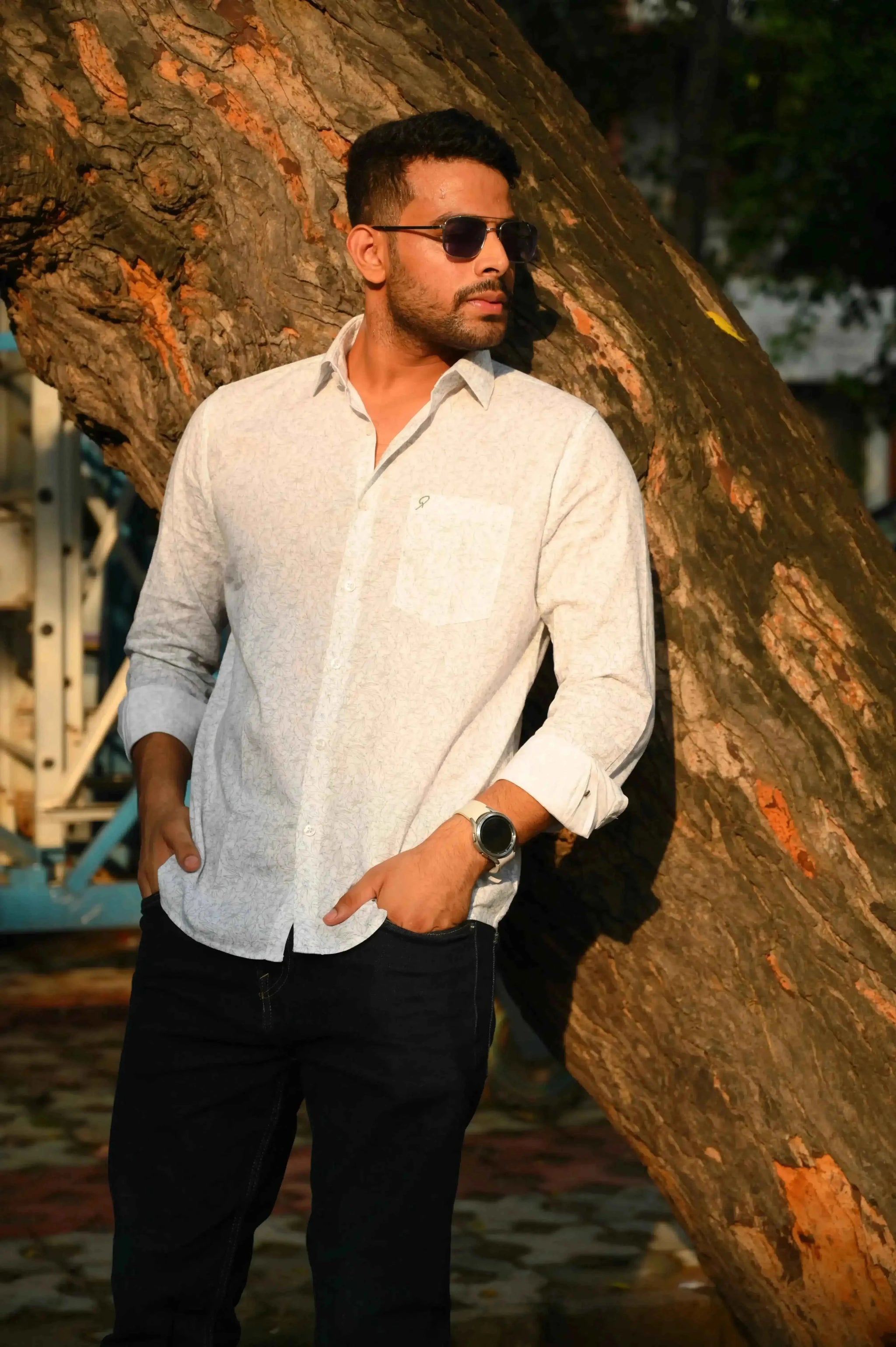 White Green Floral Shirt