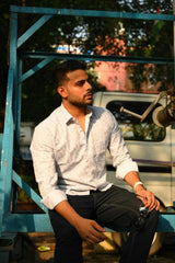 Light Blue Glitch Print Shirt