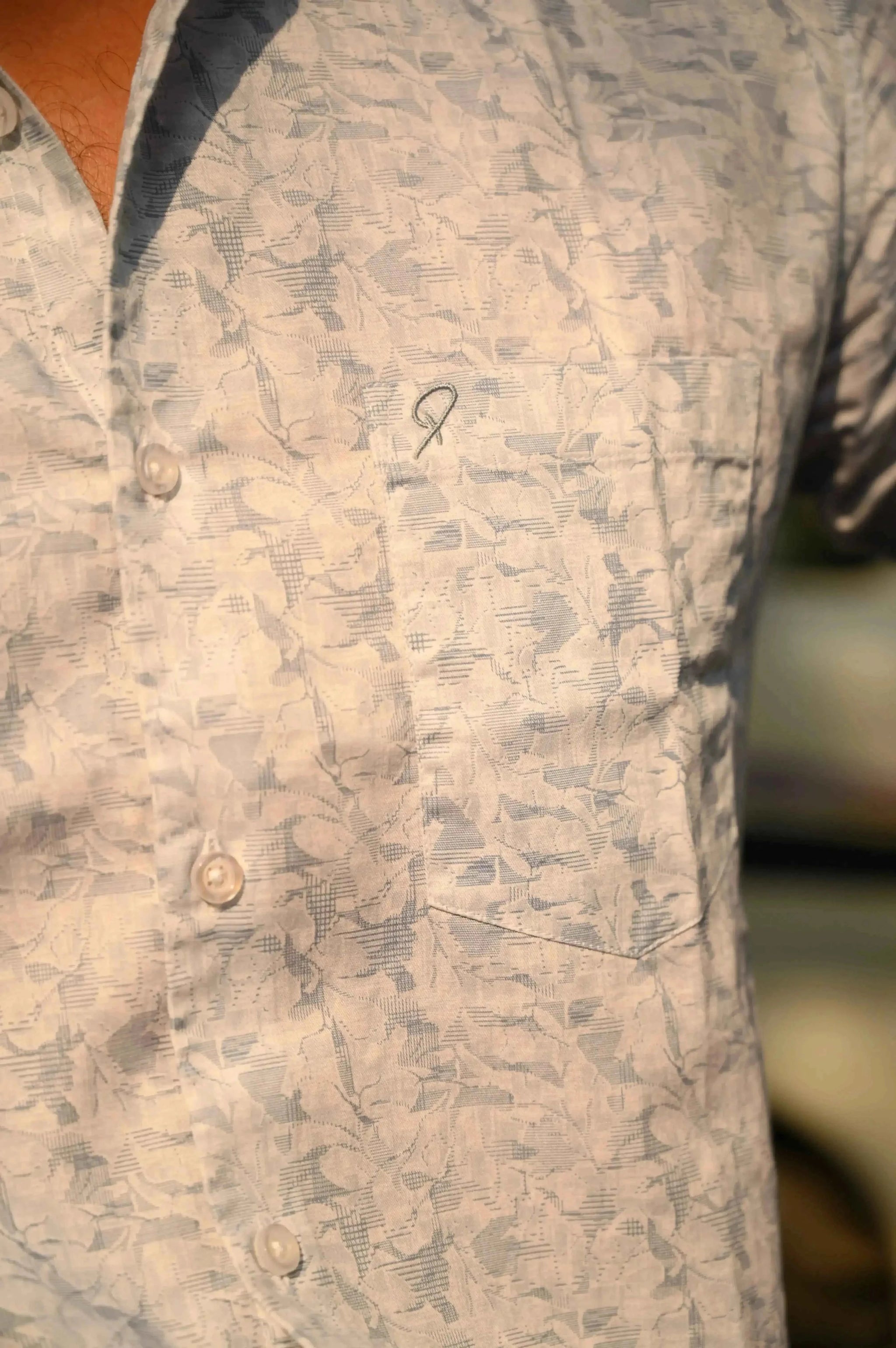 Light Blue Glitch Print Shirt