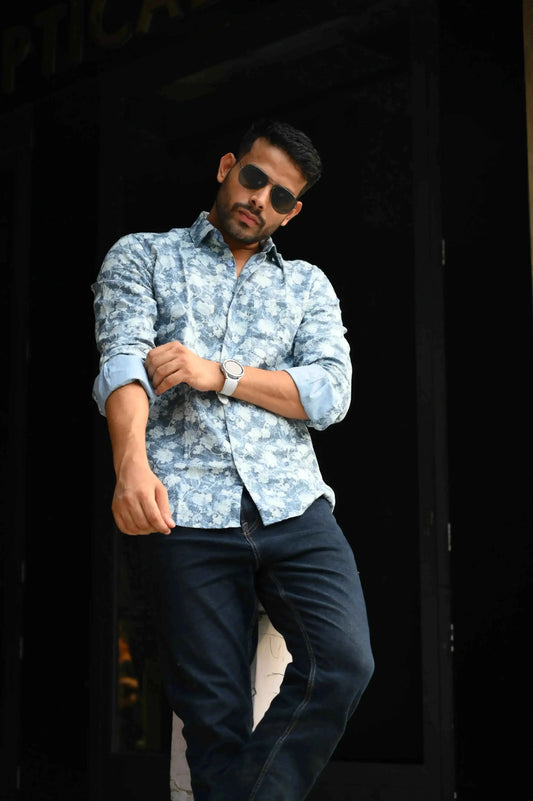 Blue Floral Shirt