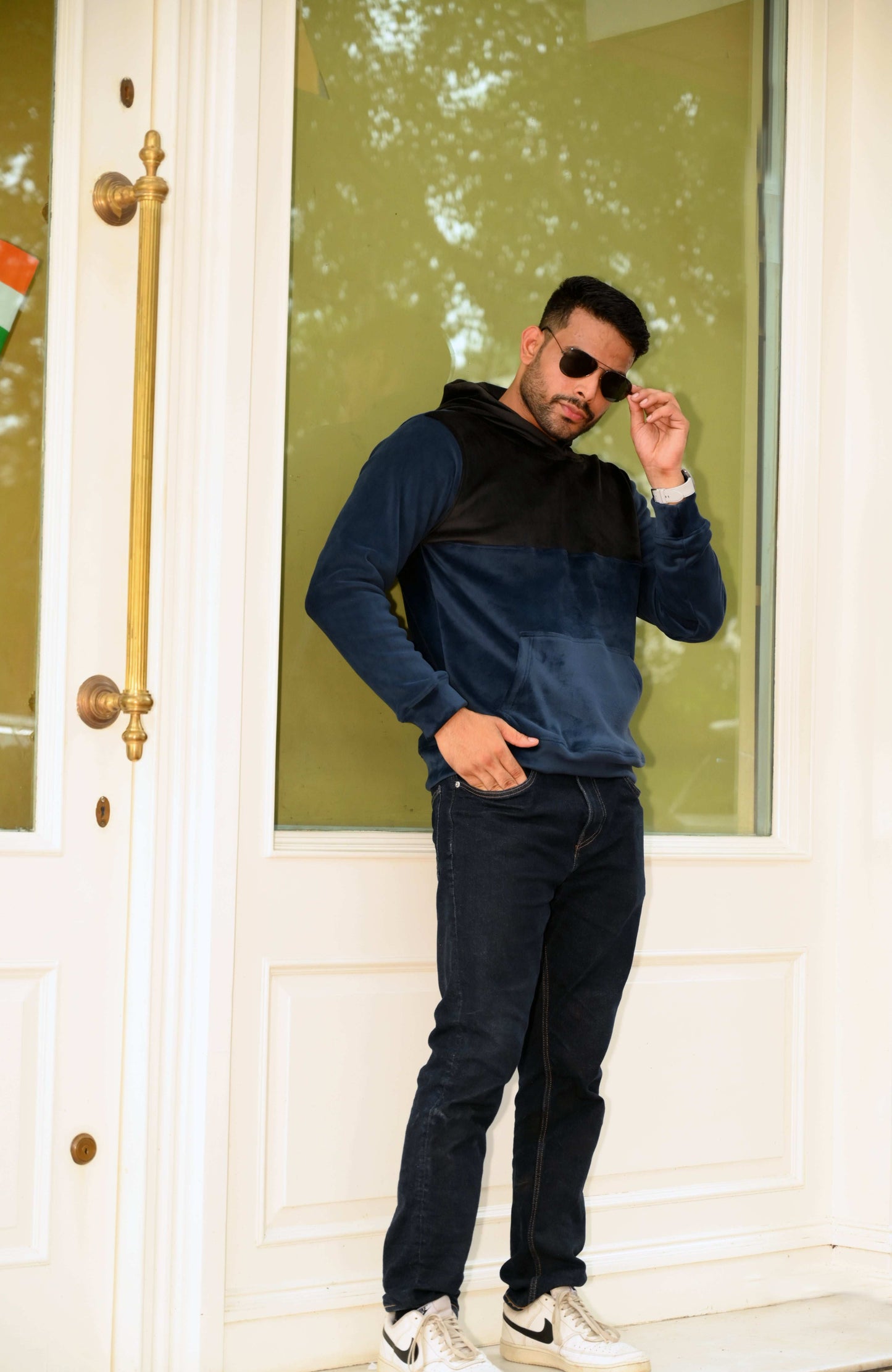 Blue & Black Cut & Sew Hood