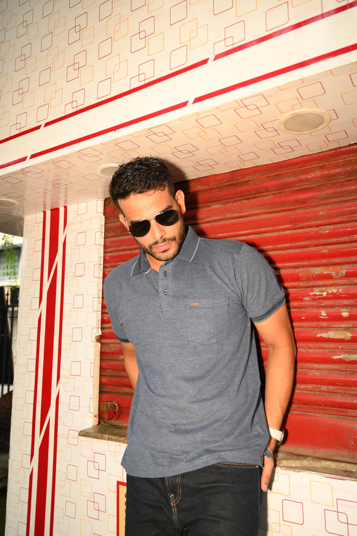 Stylish Grey Polo T-Shirt