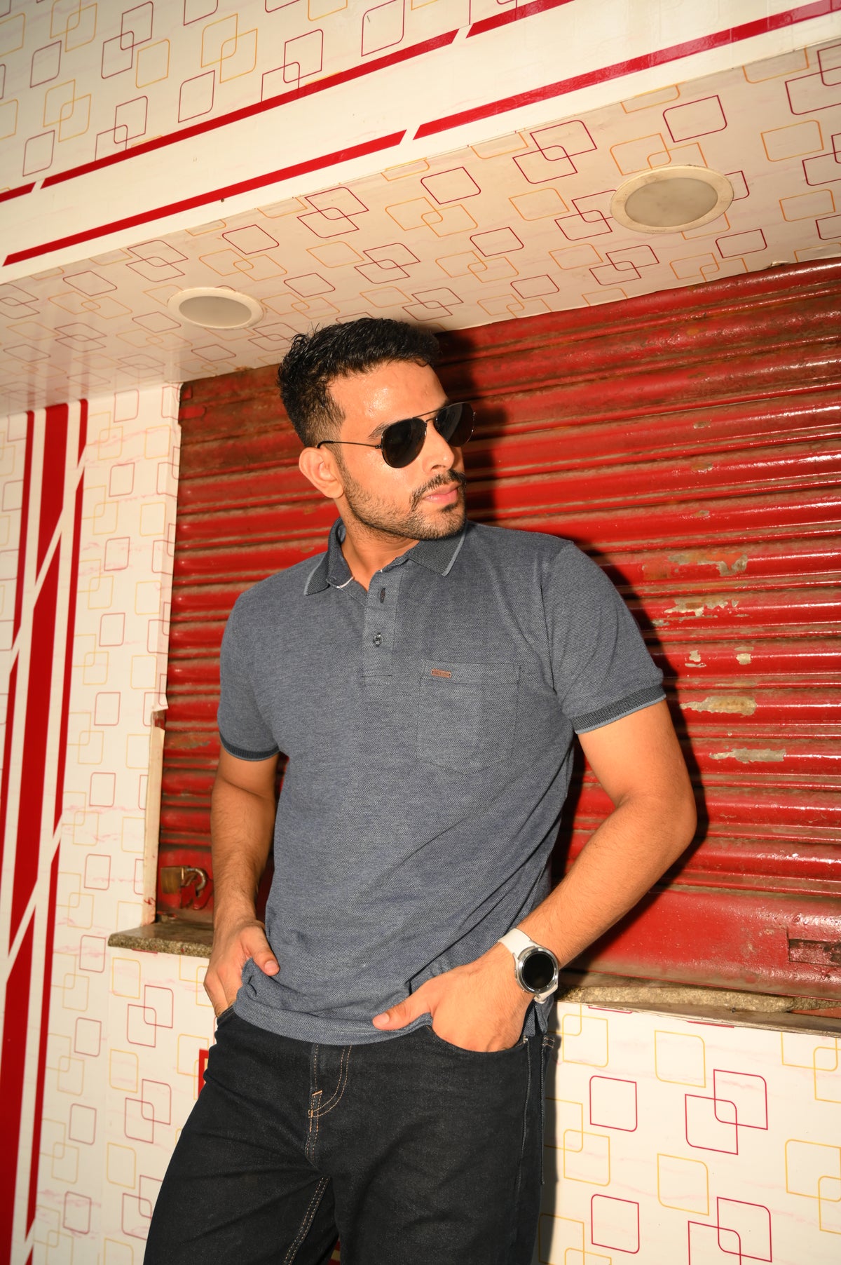 Stylish Grey Polo T-Shirt