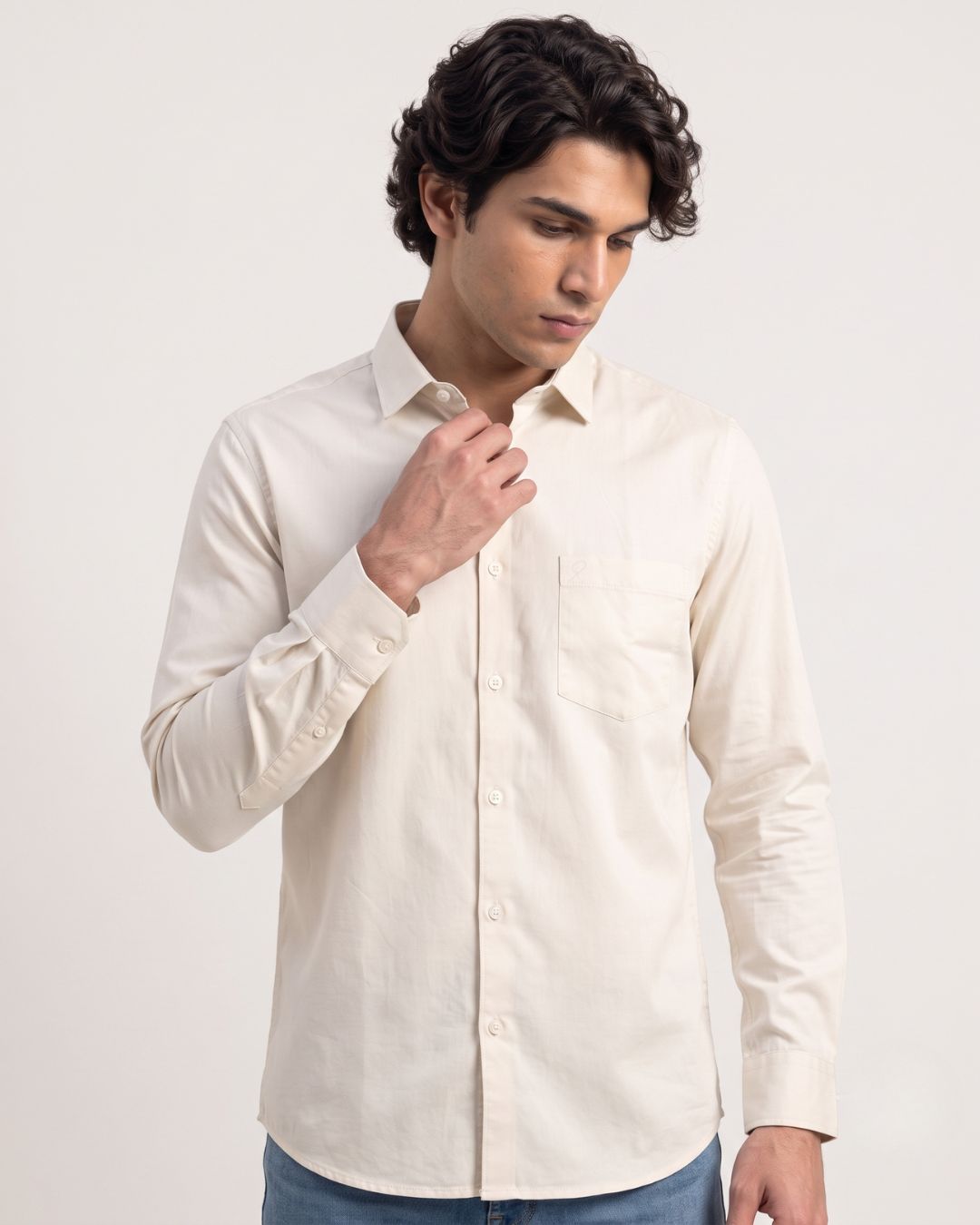 Men’s Off White Solid Shirt