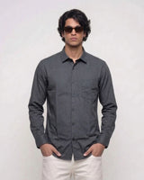 Men’s Black Self- Printed Shirt