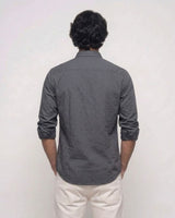 Men’s Black Self- Printed Shirt