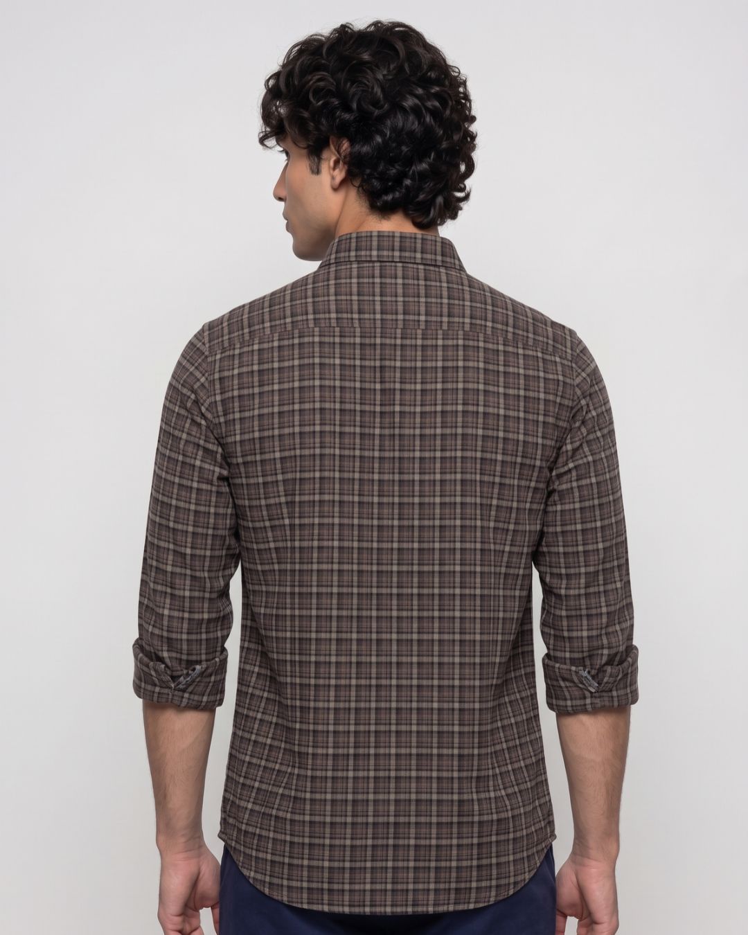 Men’s Brown Checked Casual Shirt